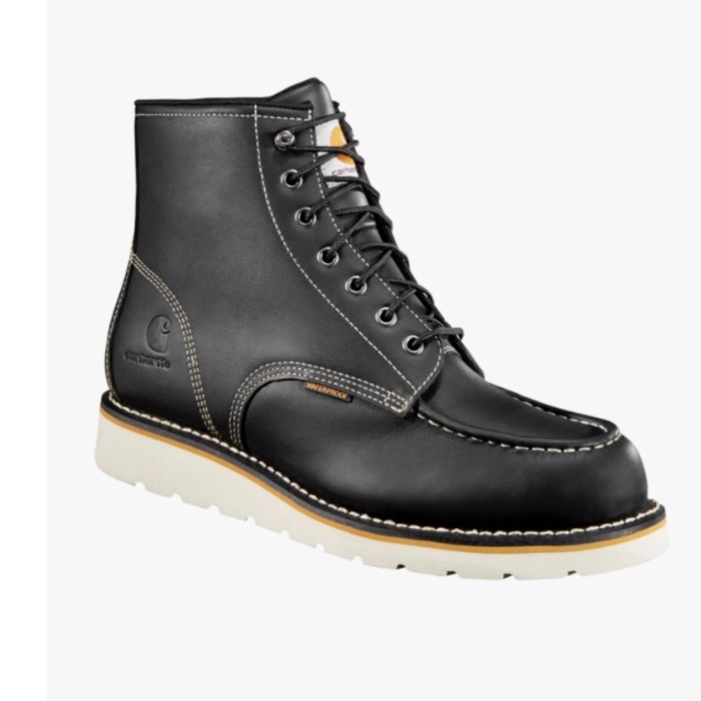 Carhartt Men's Black Leather Waterproof Wedge Boot NWOT